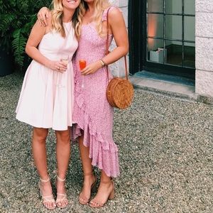 Loveshack Fancy Pink Floral Midi Dress - size 2